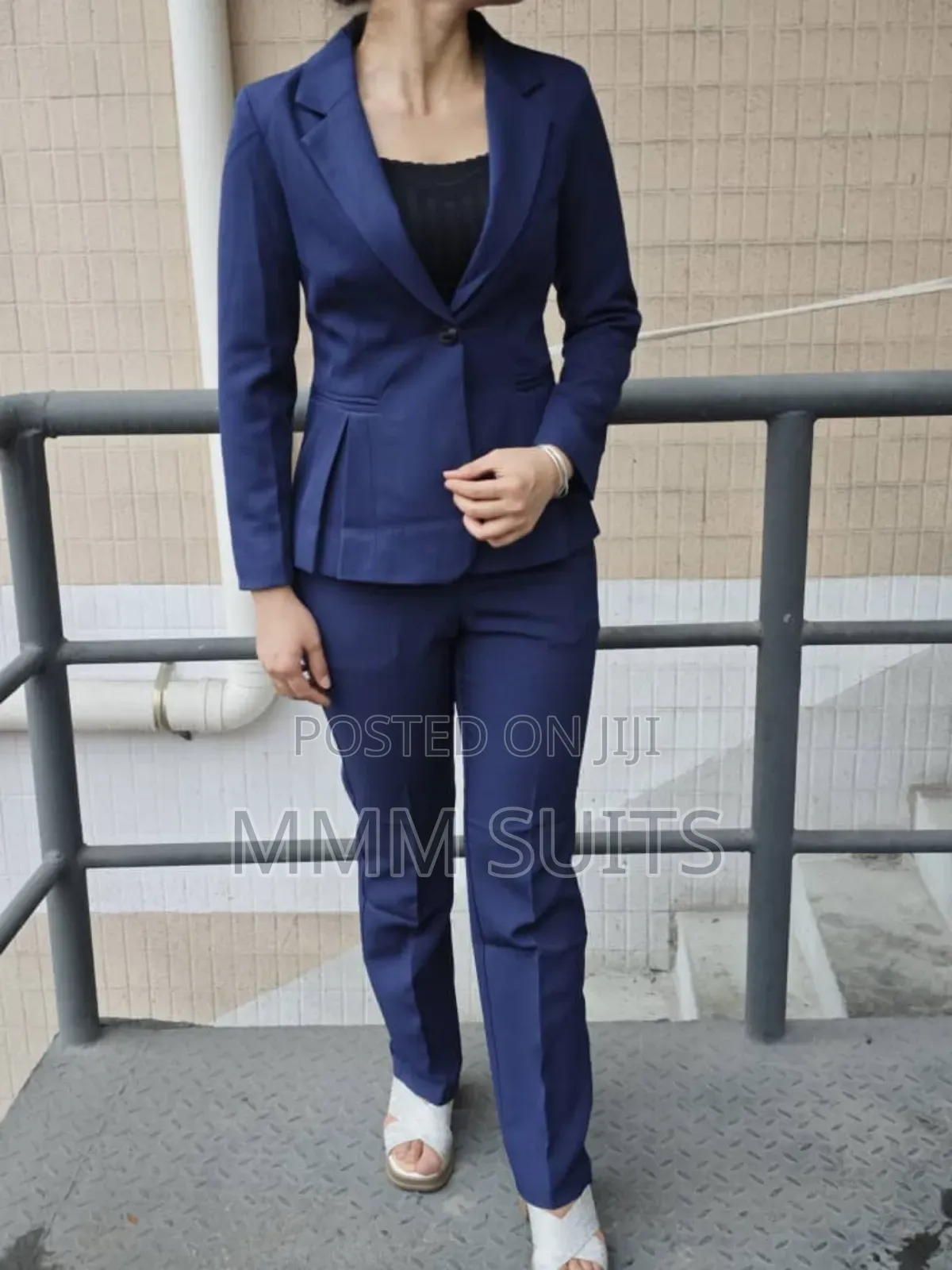 Quality 2-Piece Ladies Official Trousers Suit in Blue-Black