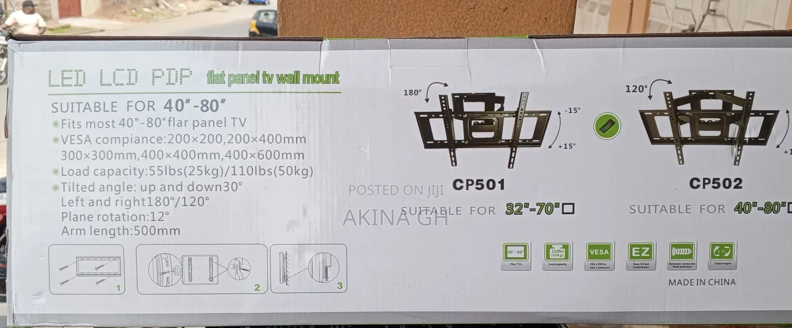 Full Motion Dual Arm Tv Wall Mount "40-80"