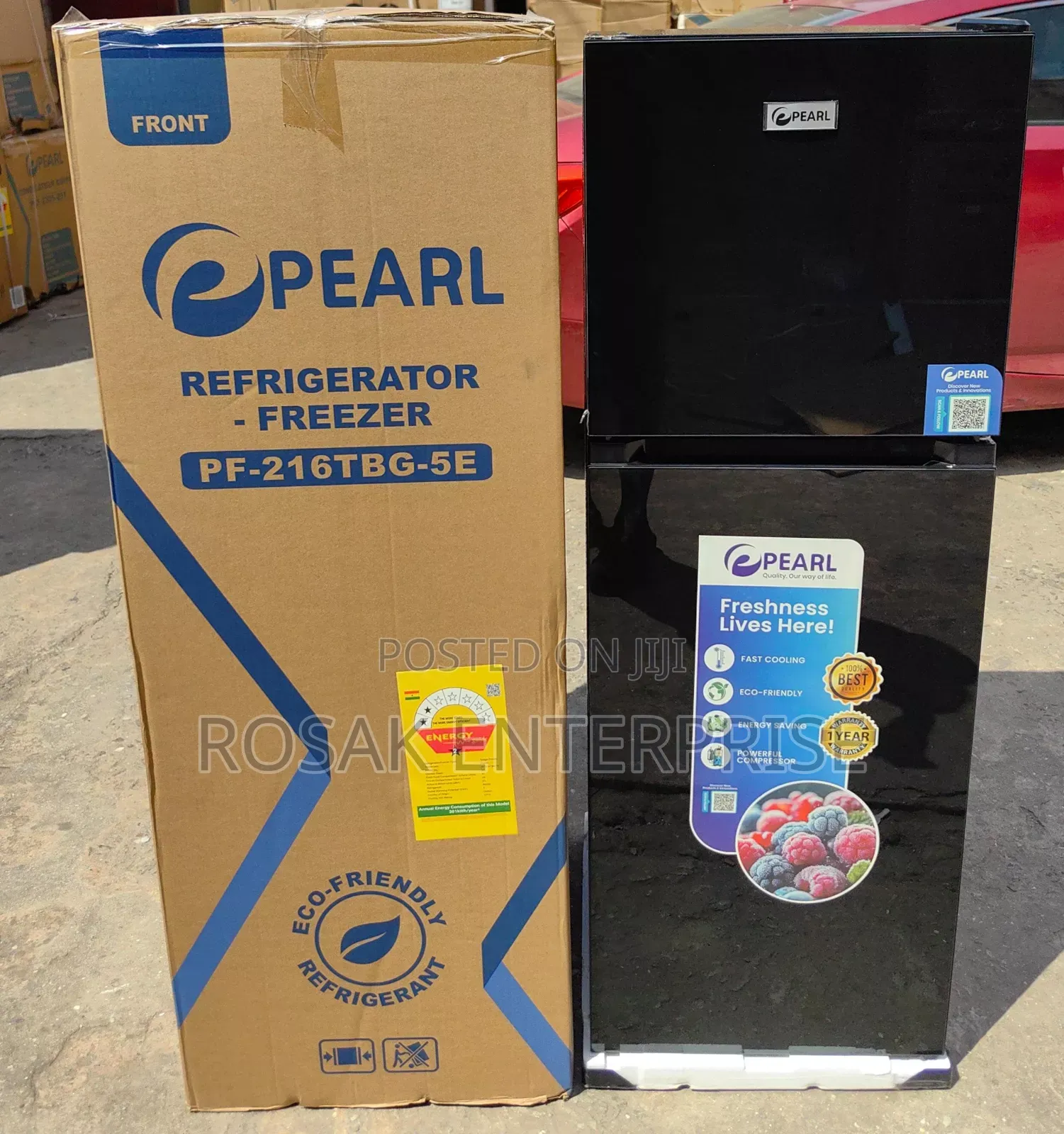 Pearl Pf-216tbg-5e Black Mirror Fridge 136l
