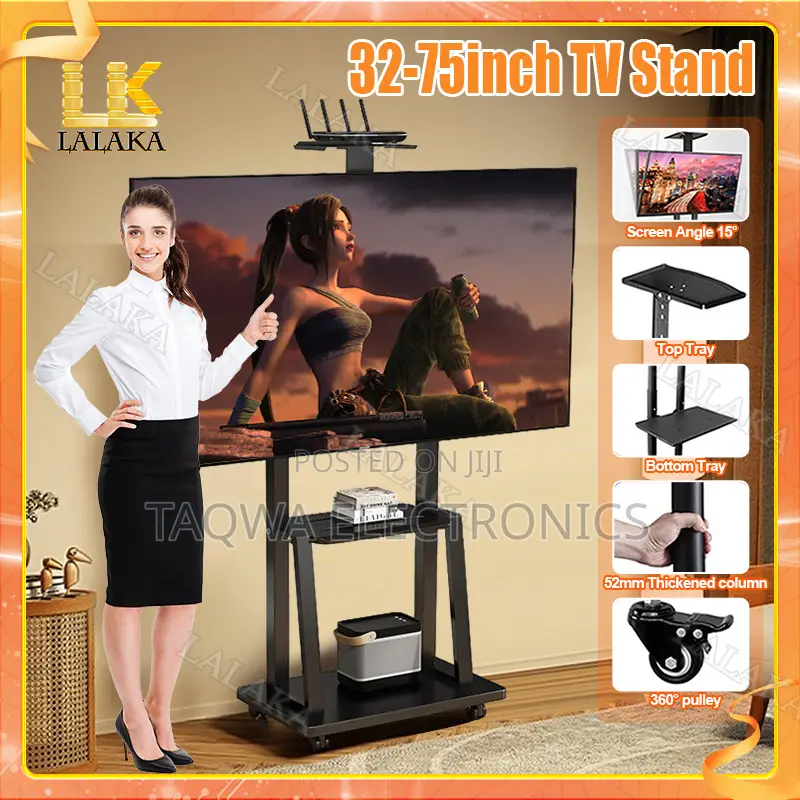 Confirmed Tv Cart;32-75 Inch Universal Mobile Tv Stand