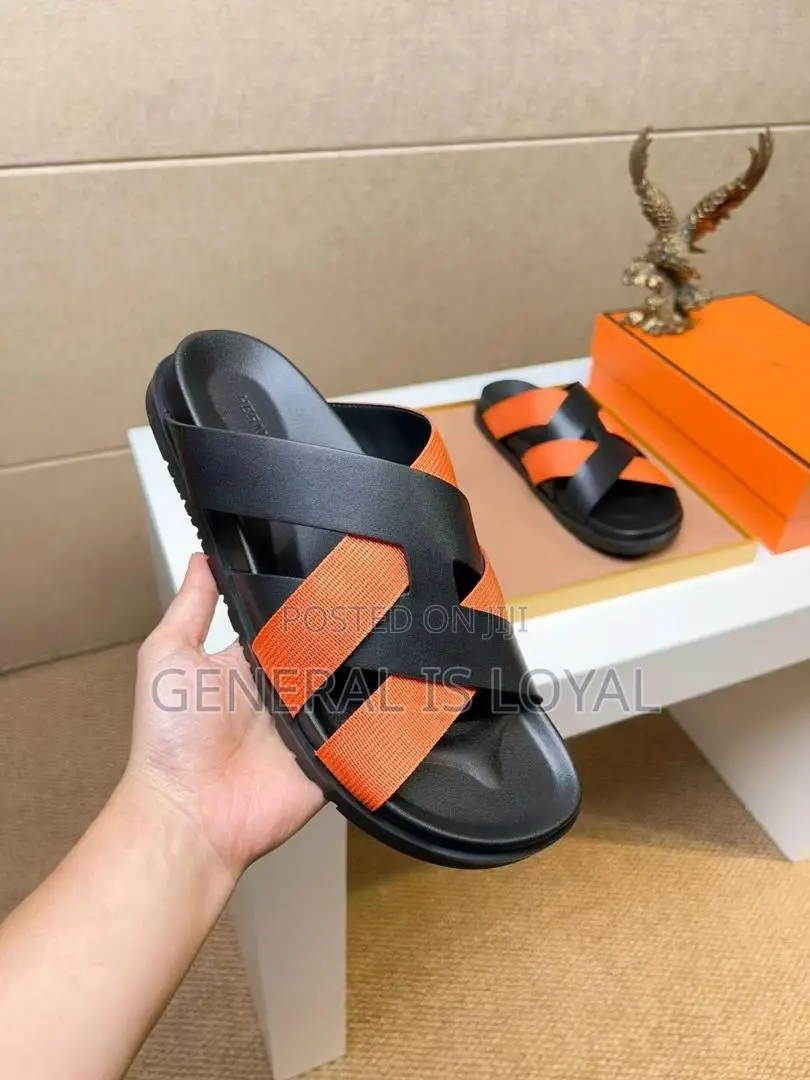 Hermès Kazimir Sandal In Black Calfskin And Woven Ribbon.