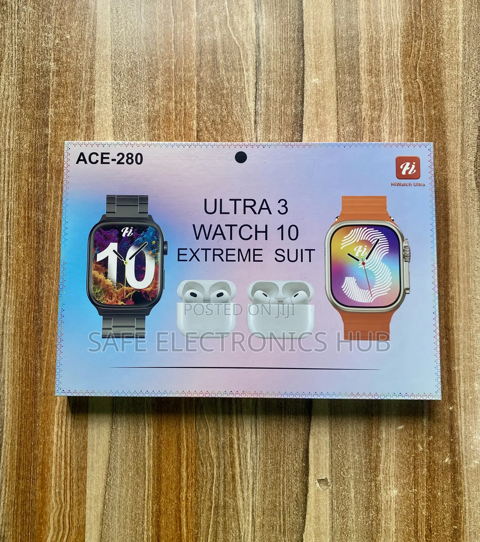 Ace-280 (2 Smart Watch+ 2 Airpods+ 4 Chargers+ 7 Straps)