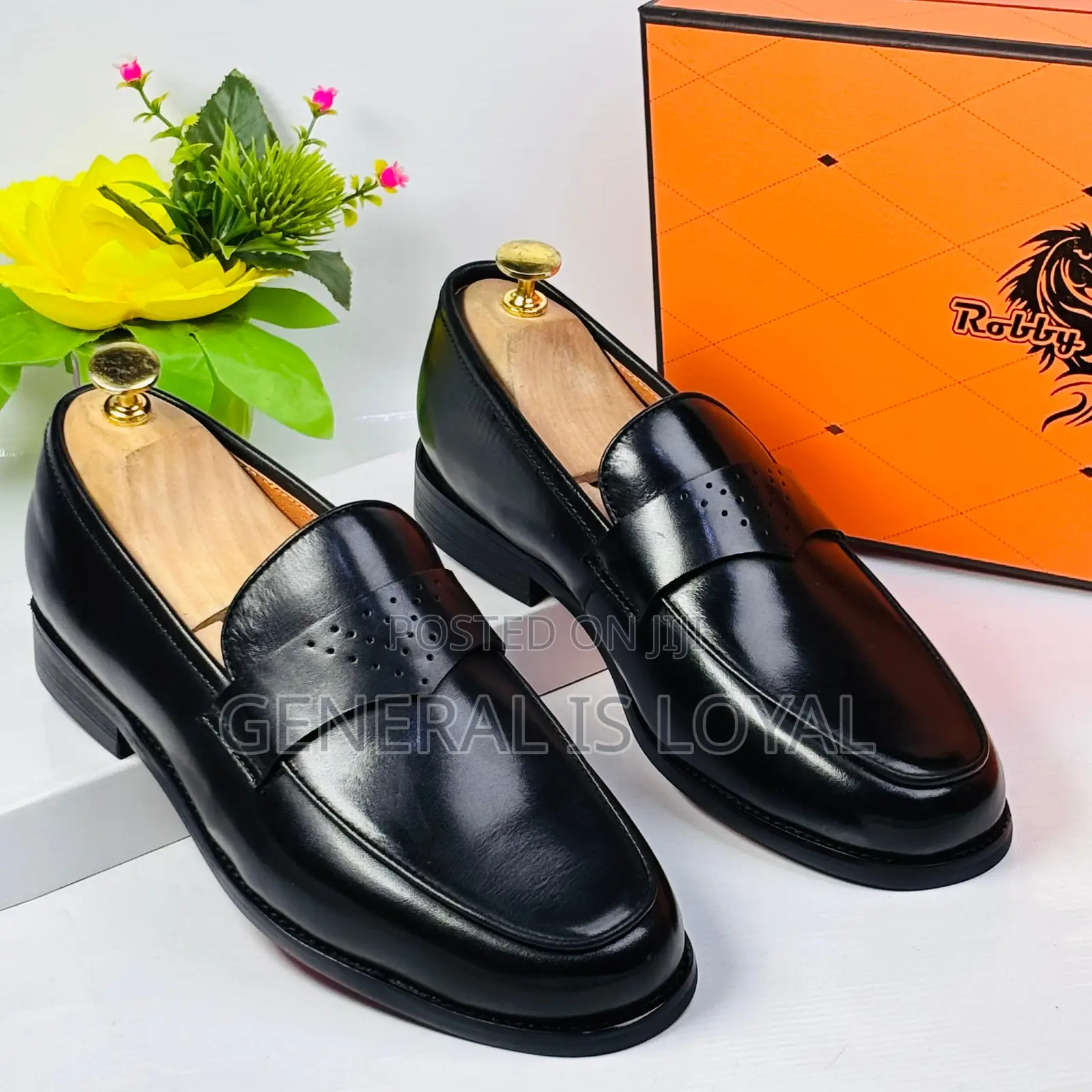 Robby Rosata Black Leather Men’S Penny Loafers Shoe