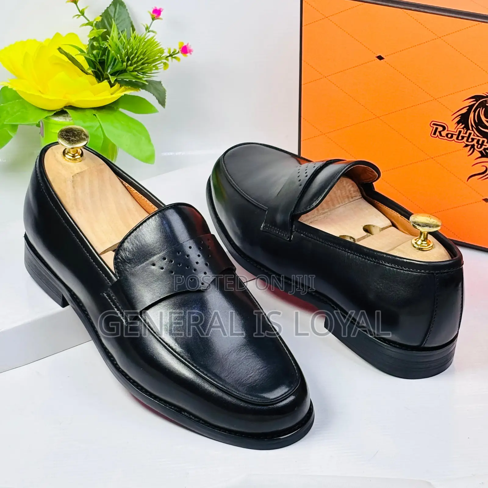 Robby Rosata Black Leather Men’S Penny Loafers Shoe