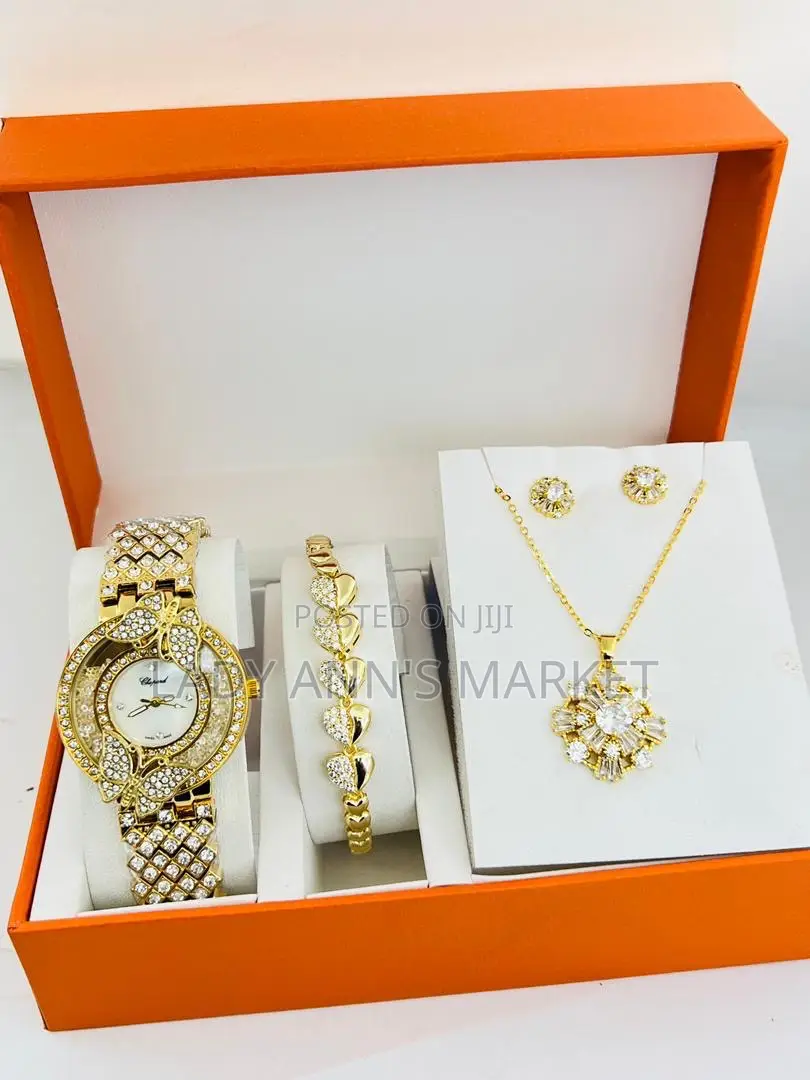 Watch , Bracelet, Earrings and Chain Combo