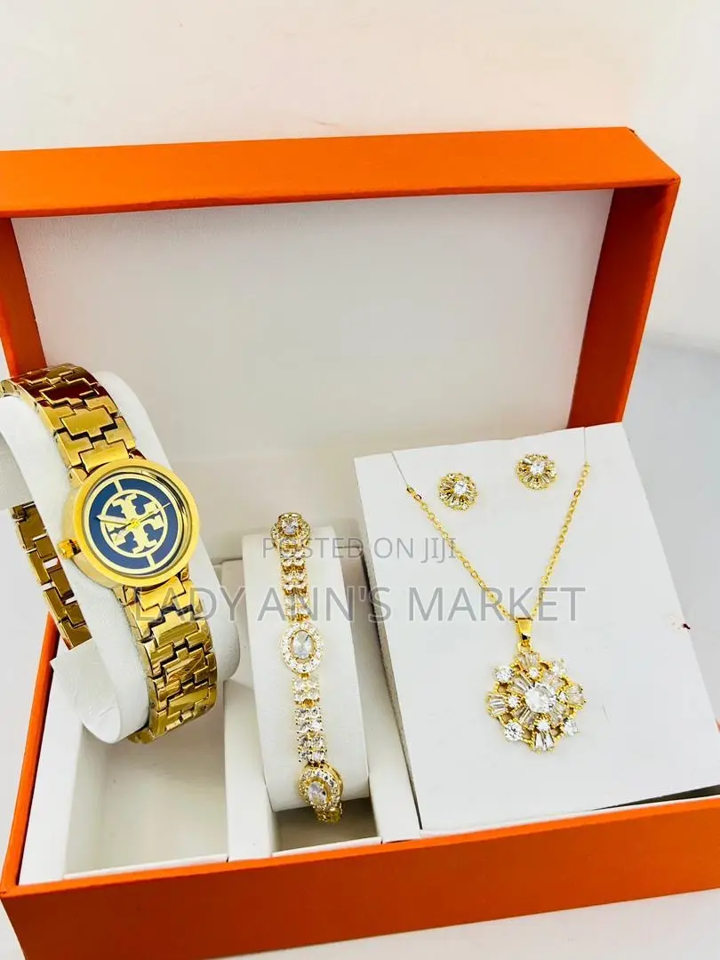 Watch , Bracelet, Earrings and Chain Combo