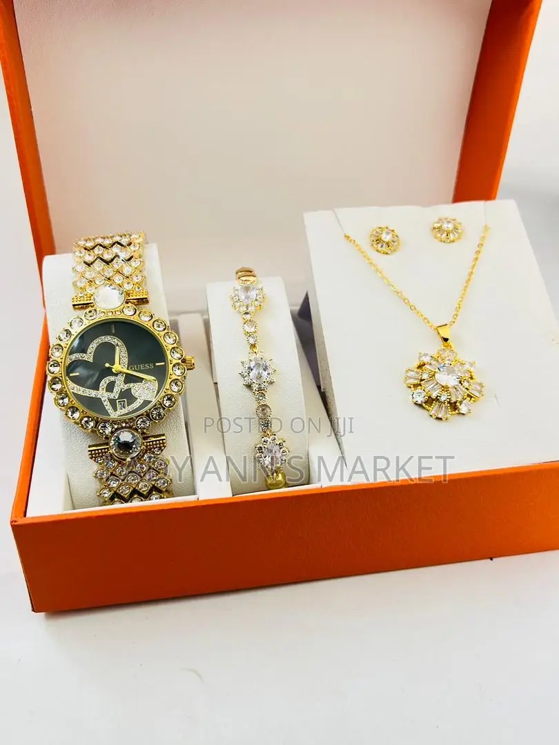 Watch , Bracelet, Earrings and Chain Combo