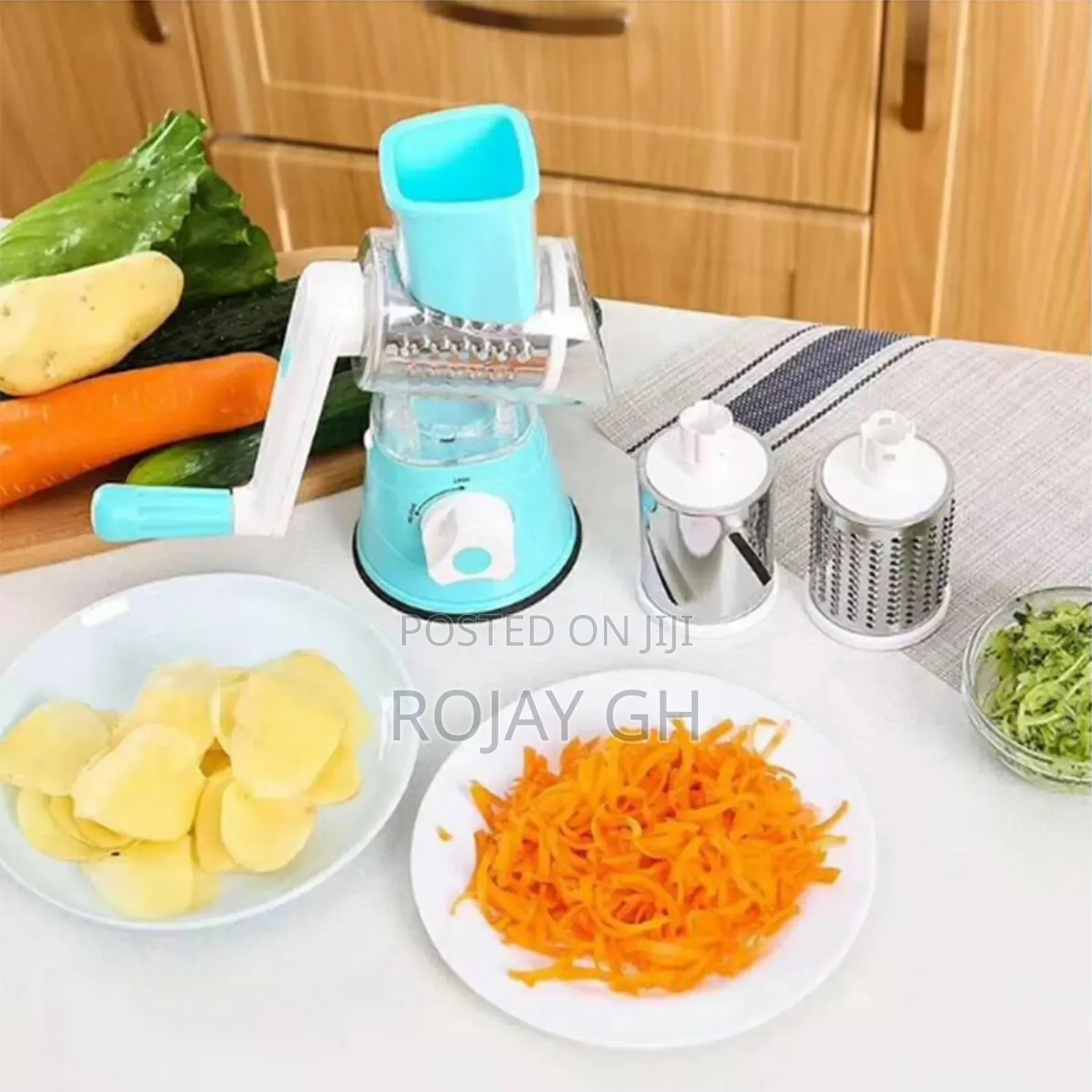 Tabletop Drum Grater (Vegetable Cutter/Slicer/Shredder)- Blue