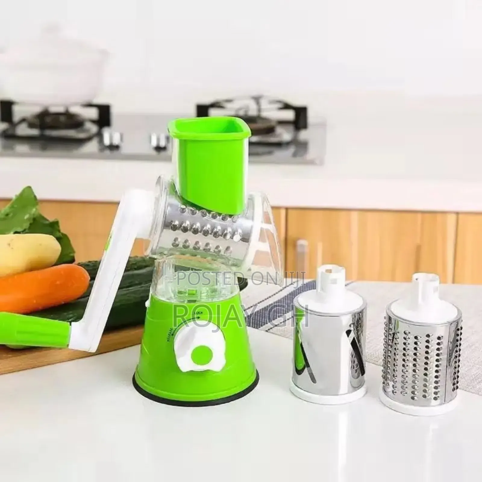 Tabletop Drum Vegetable Grater (Cutter/Slicer/Shredder) - Green