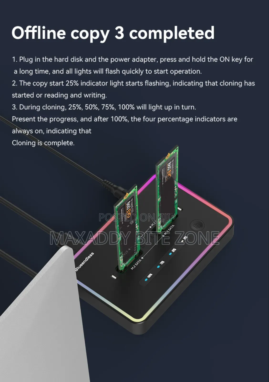 Blueendless Offline Clone Dual Protocol M.2 Ssd Case Ssd