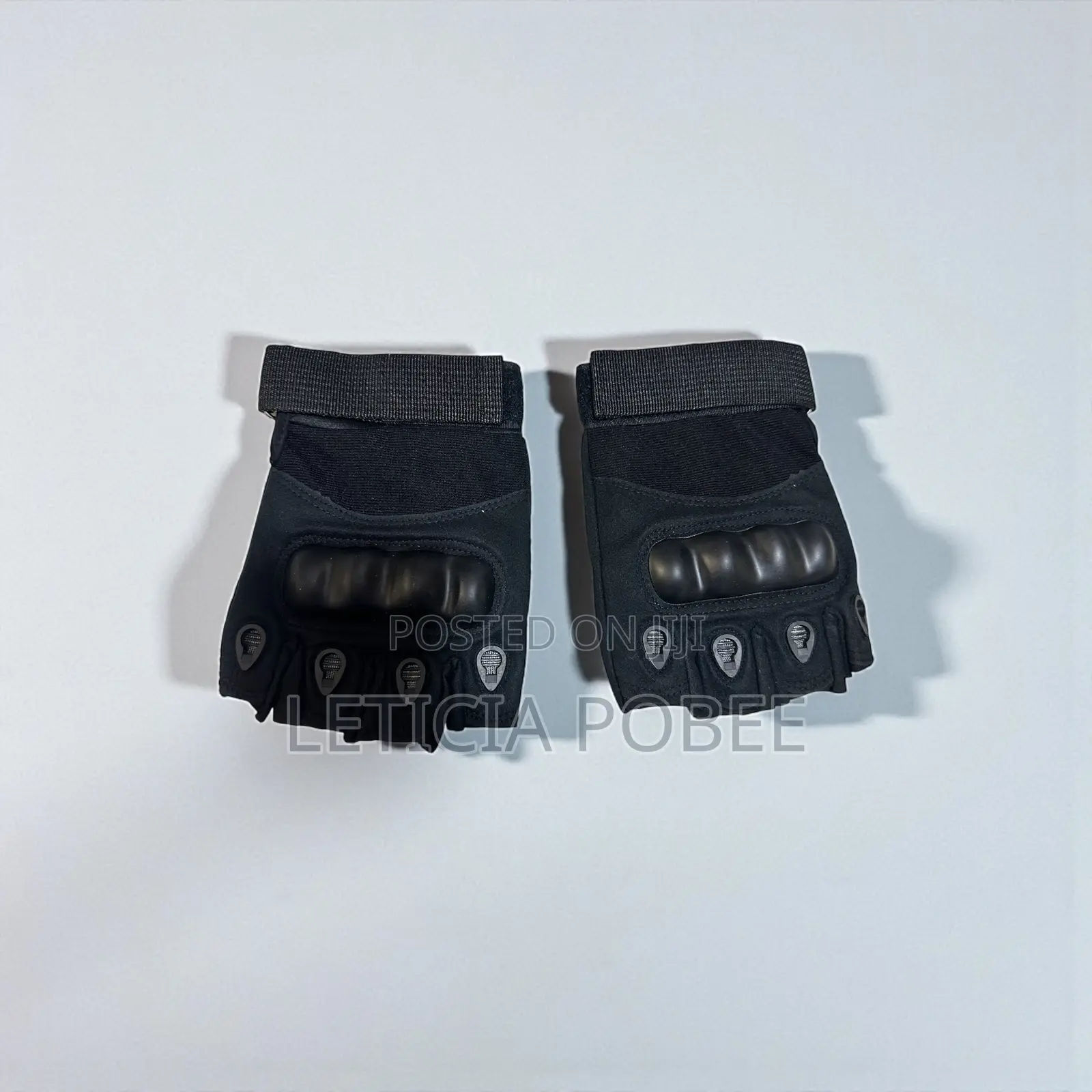 Black Tactical Half-finger Gloves With Knuckle Protection