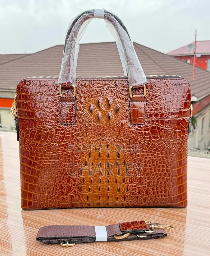 Luxury Croc-Embossed Executive Leather Briefcase for Men