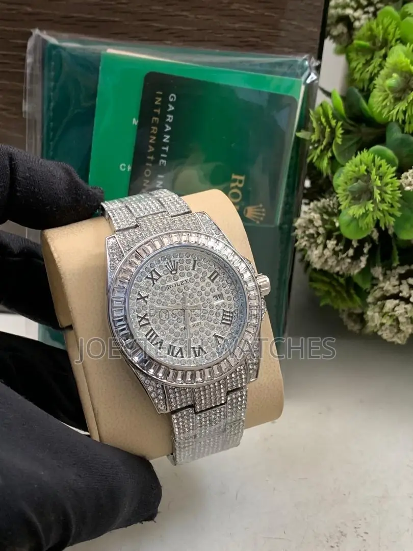 Iced Out Silver Rolex Watch