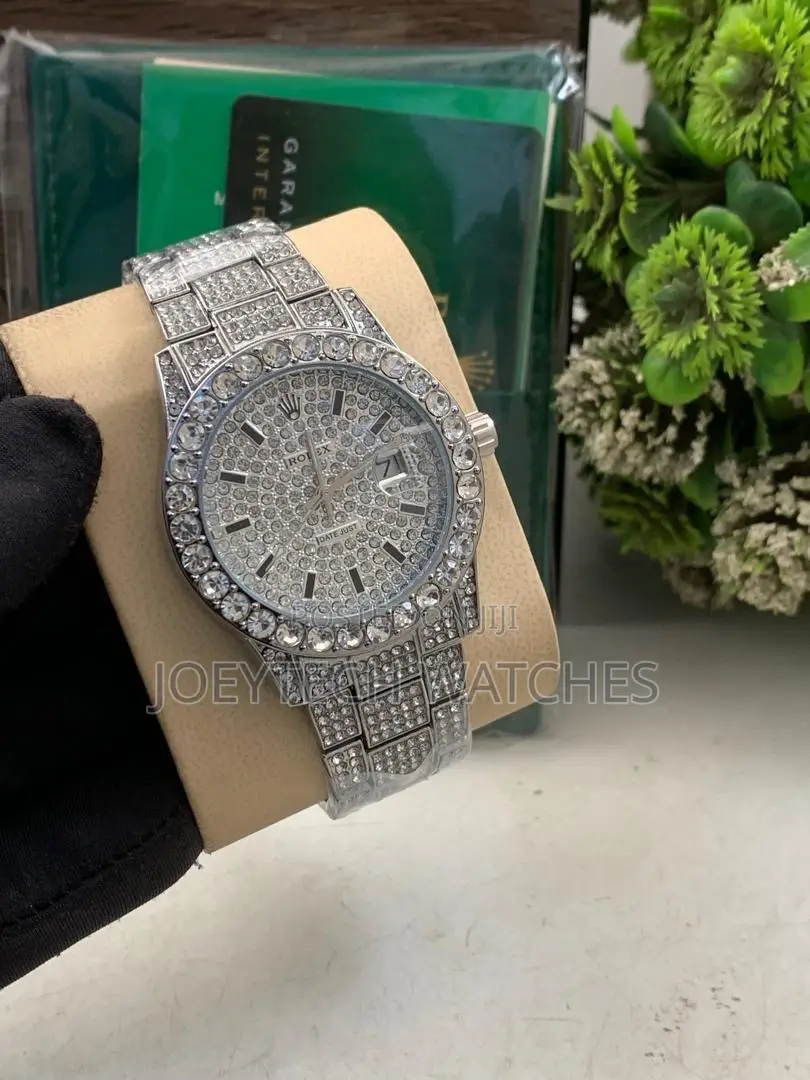 Iced Out Silver Rolex Watch