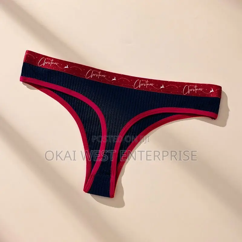 Holiday Ribbed Cotton Thong 3 Pieces