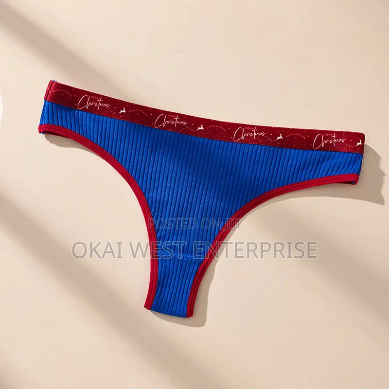Holiday Ribbed Cotton Thong 3 Pieces