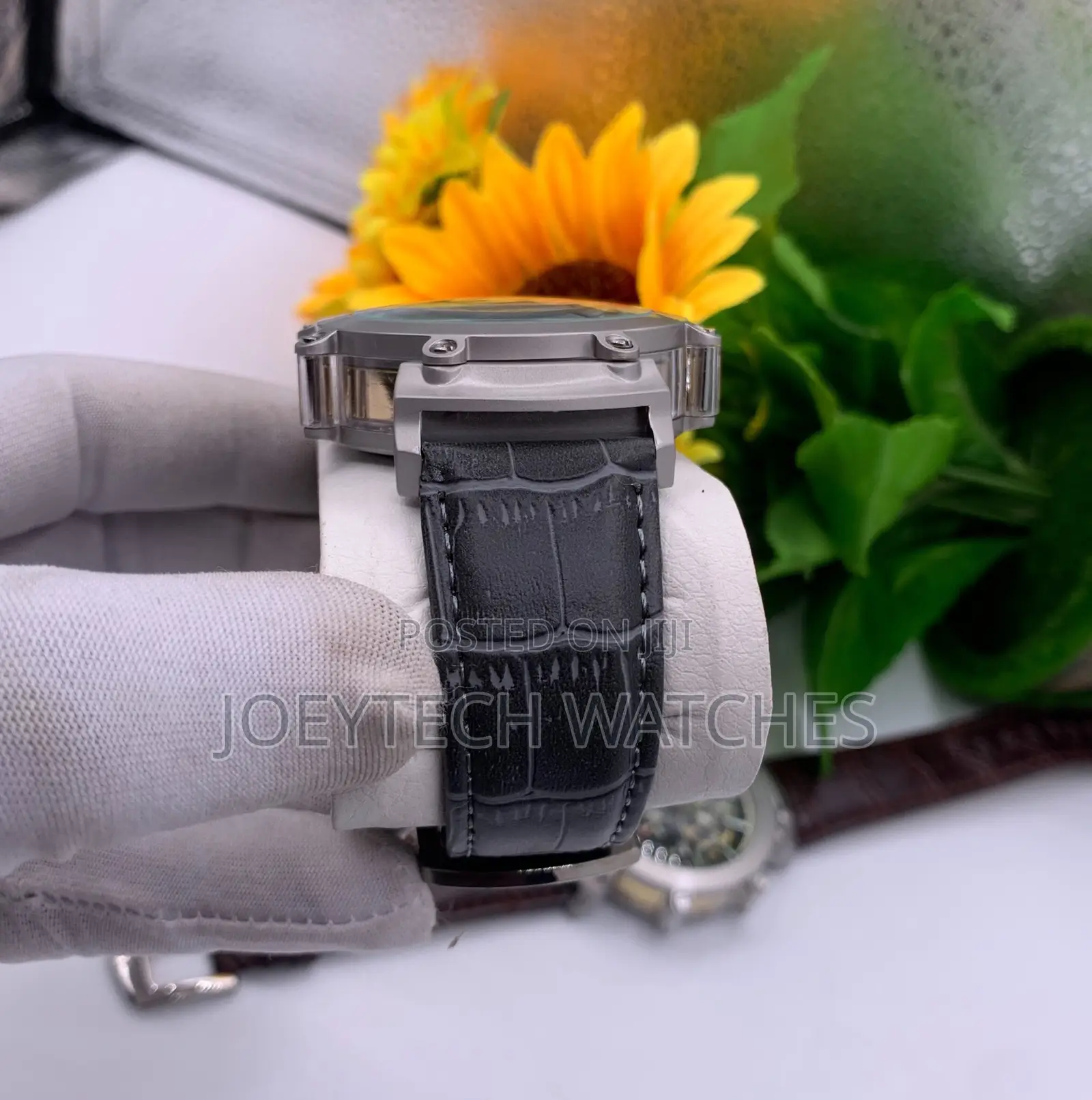 Gray Strap Bvlgari Leather Timepiece