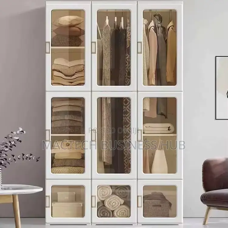 Plastic Wardrobe With Magnetic Transparent Door