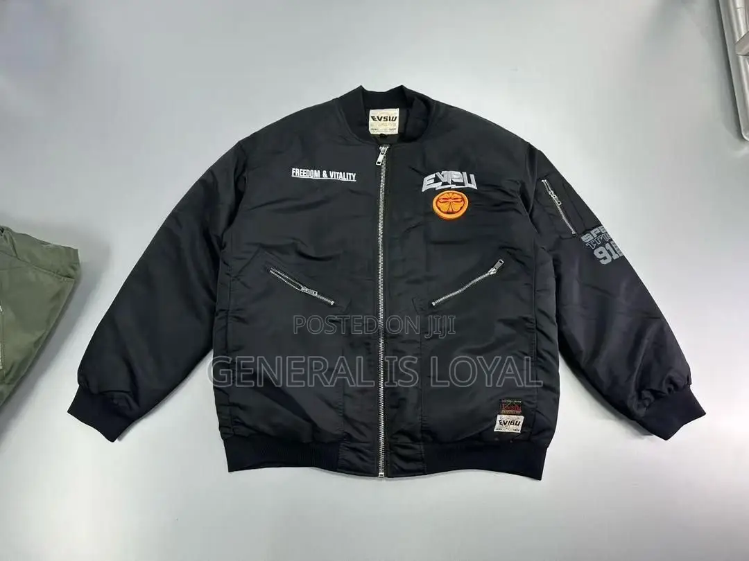 Green Winter Jacket Evisu Kamon Ma-1 Bomber Jacket In Green