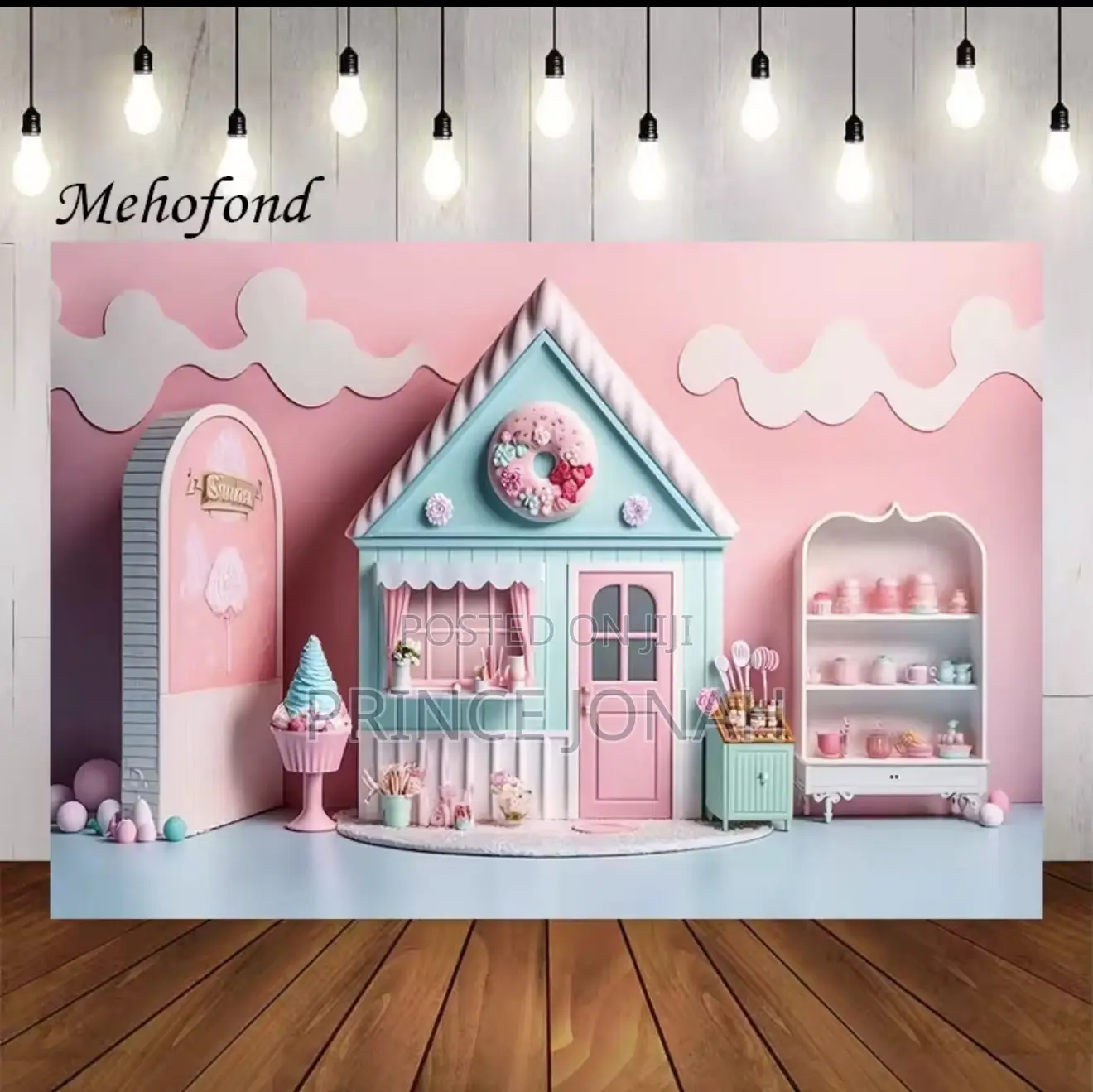 Mehofond Photography Background Summer Pink Ice Cream Shop Candy House