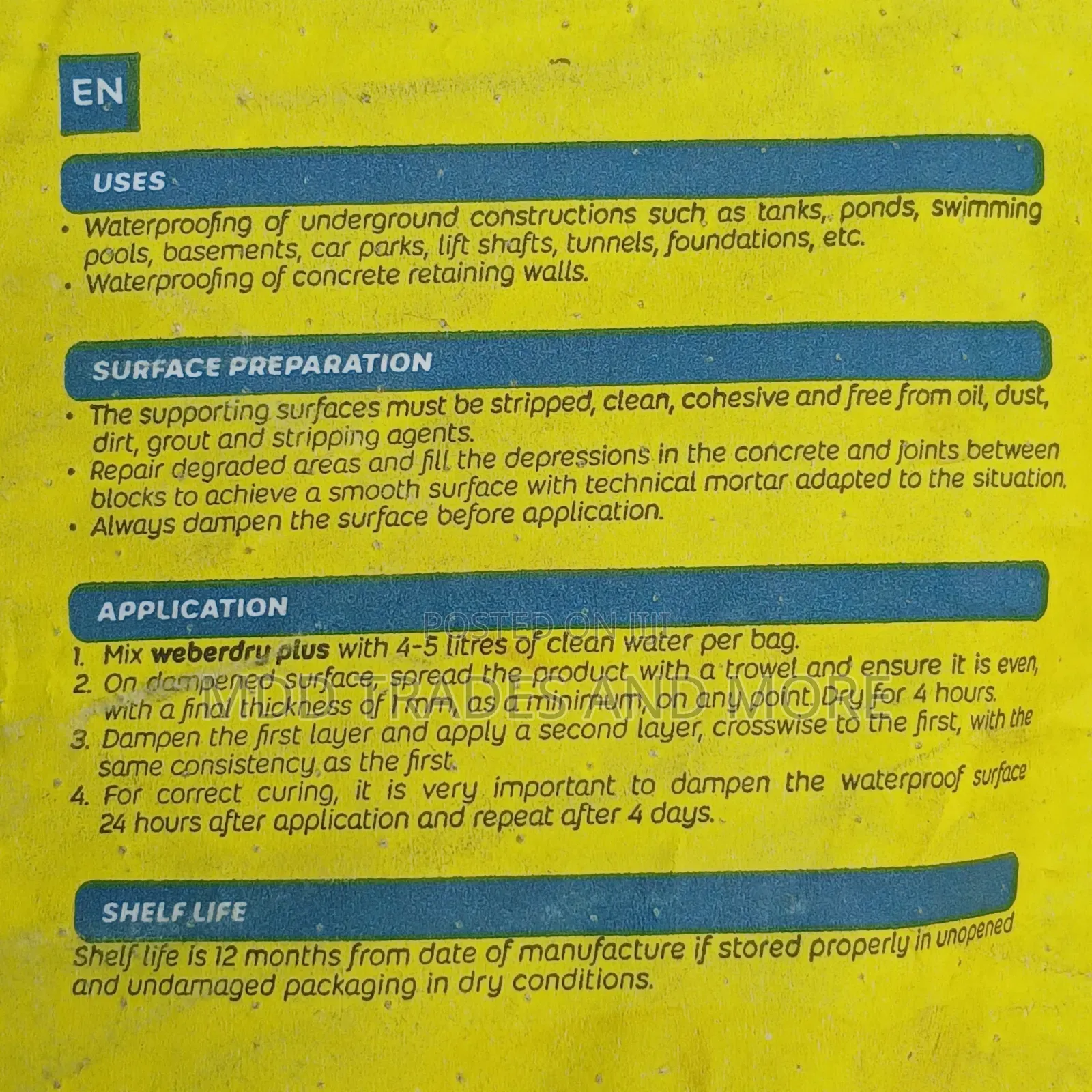 Waterproof Weberdry Plus (Anti-salt) Very Effective