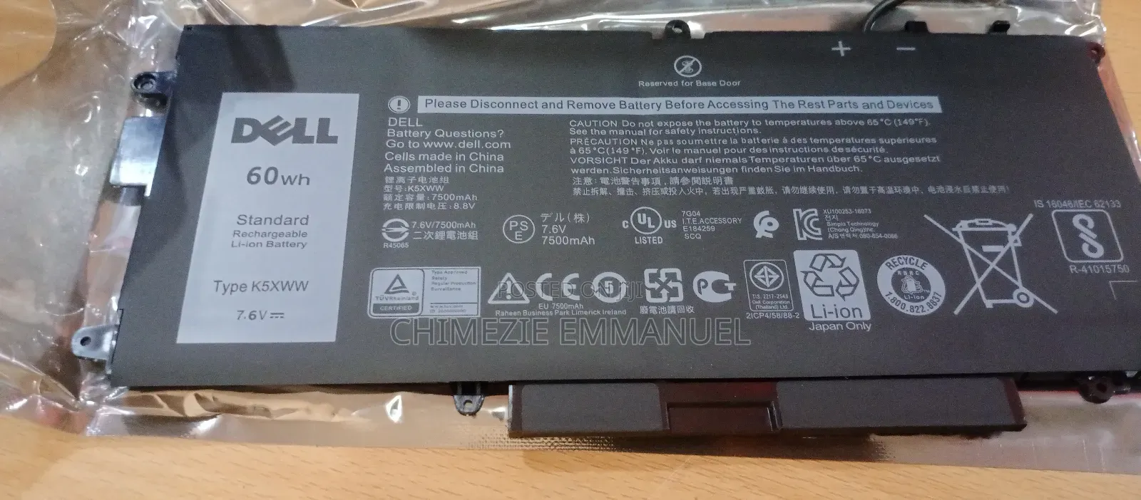 Dell Battery K5xww 73902 Ini
