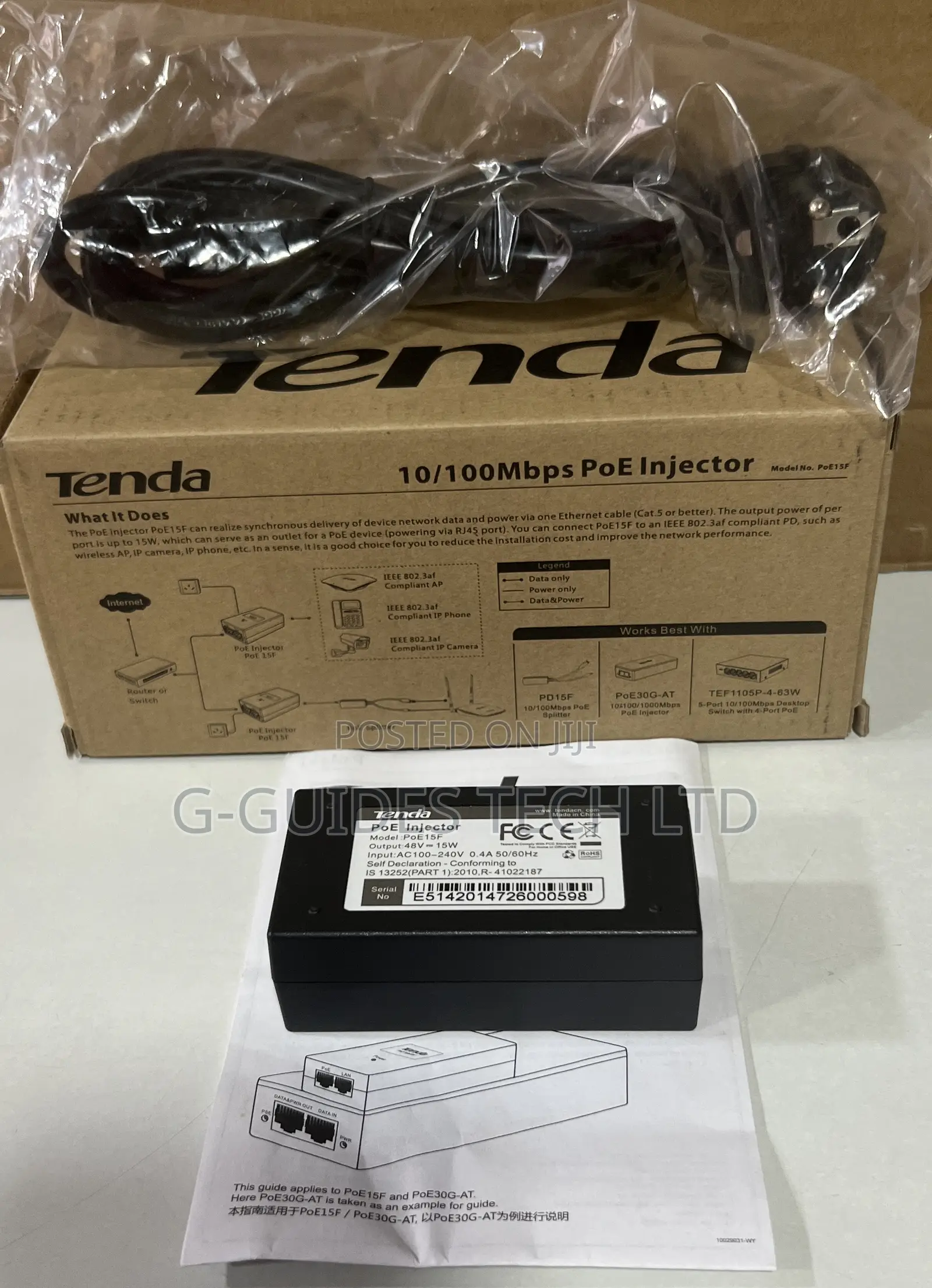 48v Poe Adapter, Tenda 10/100mbps 48v Poe Injector