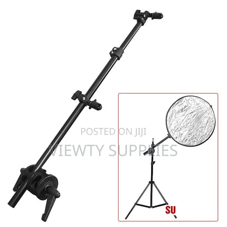 Collapsible Photo Reflector Boom Arm Holder Bracket + Swivel Head