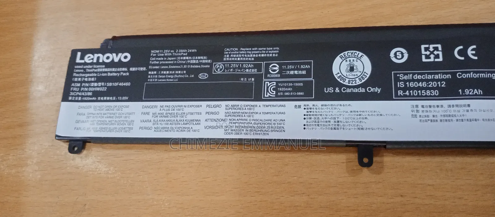 Lenovo Battery T460s Oohwo22