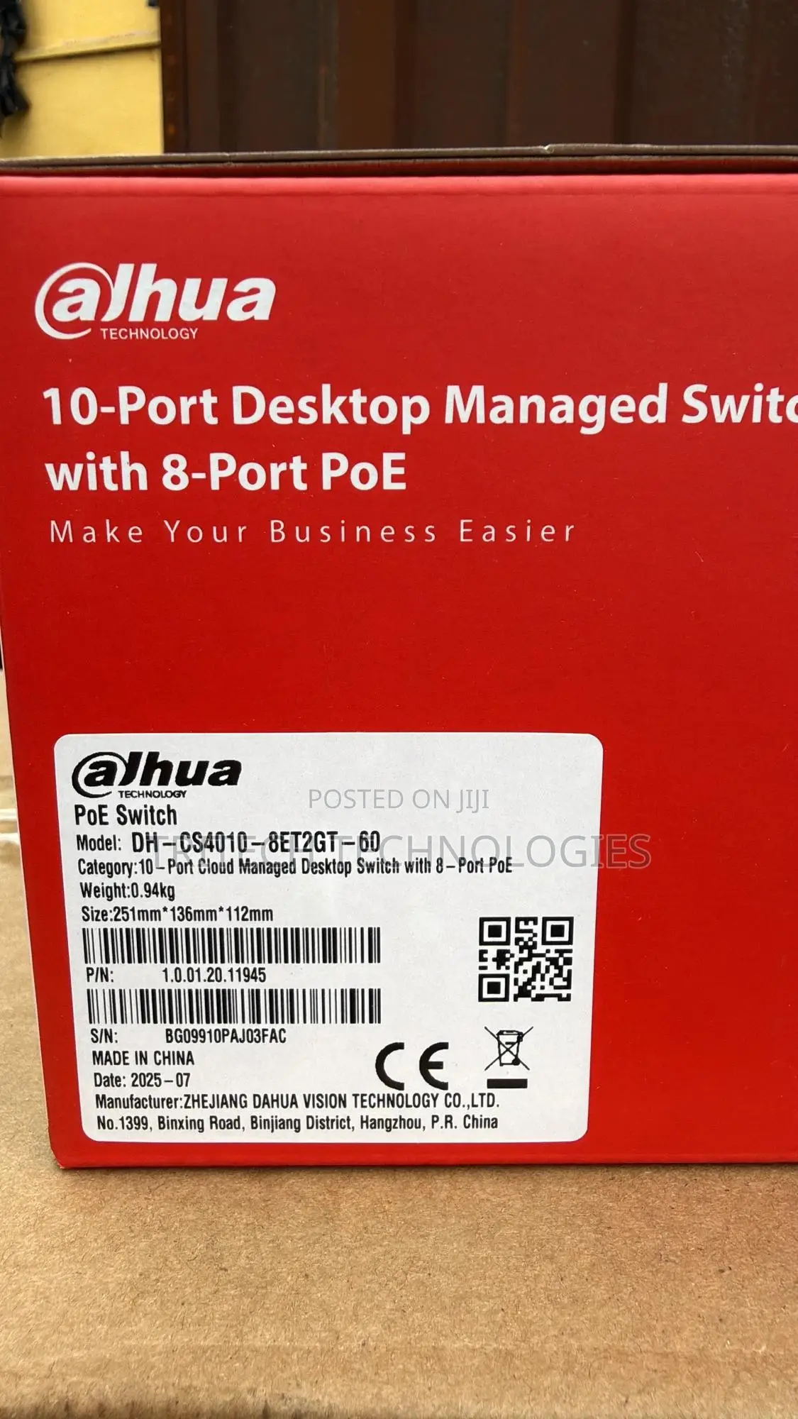 Dahua 8-Port Poe Switch Cs4010-8et2gt-60 10-Port Cloud Managed