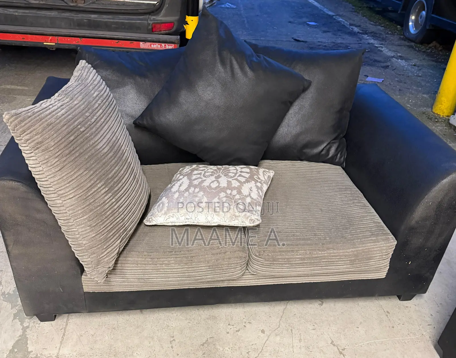 Grey Combo Cord 2 Seater Sofa