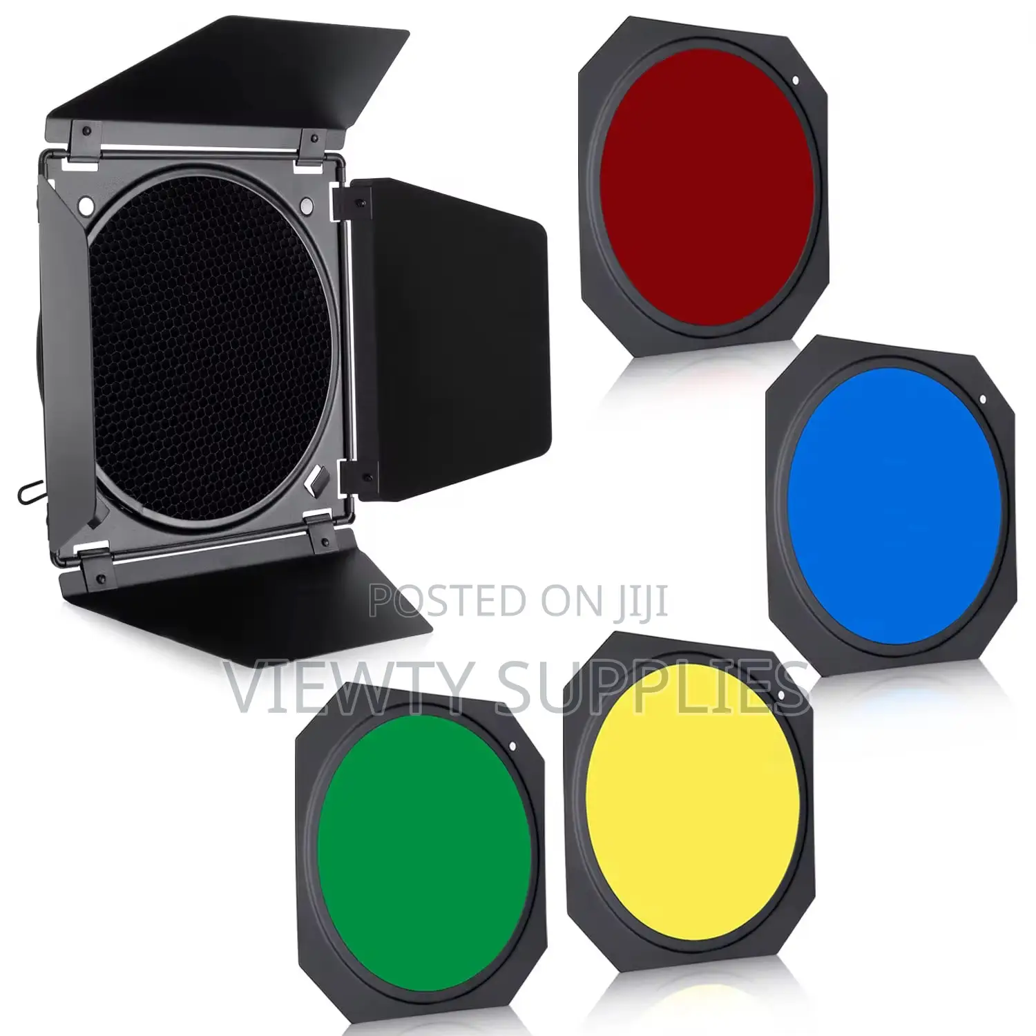 Universal Barn Door + Honeycomb Grid + 4 Color Filter for Studio