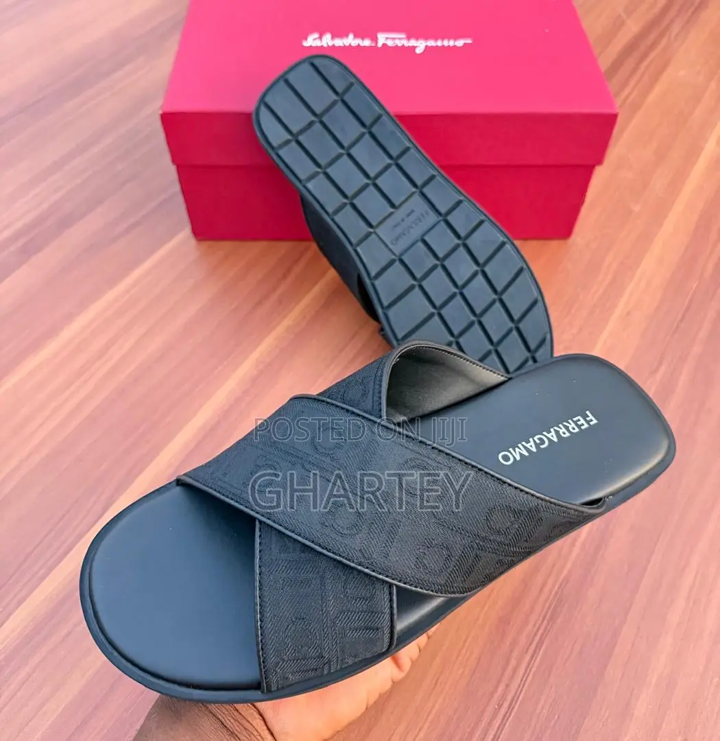 Luxury Ferragamo Cross-Strap Designer Slides