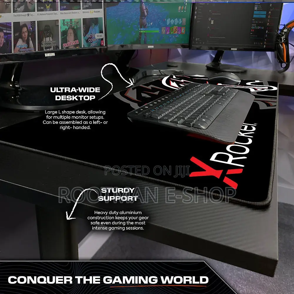 X Rocker Panther Xl 155cm Reversible Corner Gaming Desk With Mousepad