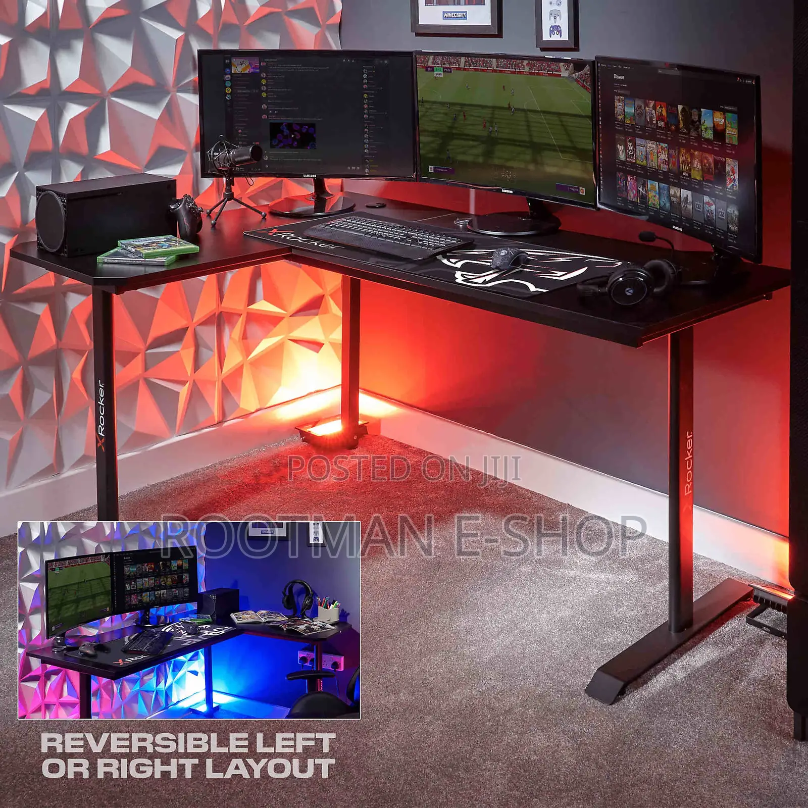 X Rocker Panther Xl 155cm Reversible Corner Gaming Desk With Mousepad