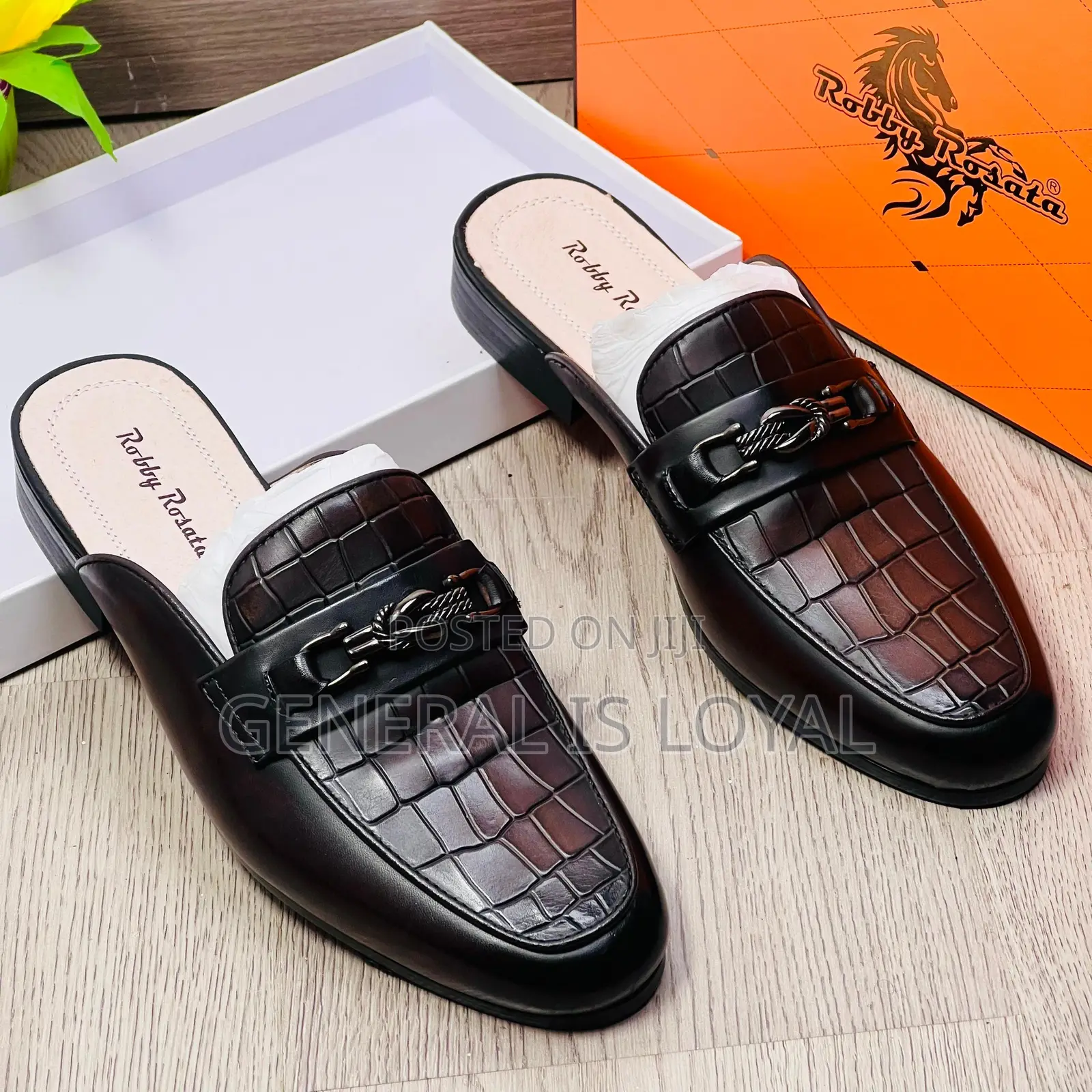 Robby Rosata Croc Coffee Leather Men’S Halfshoe