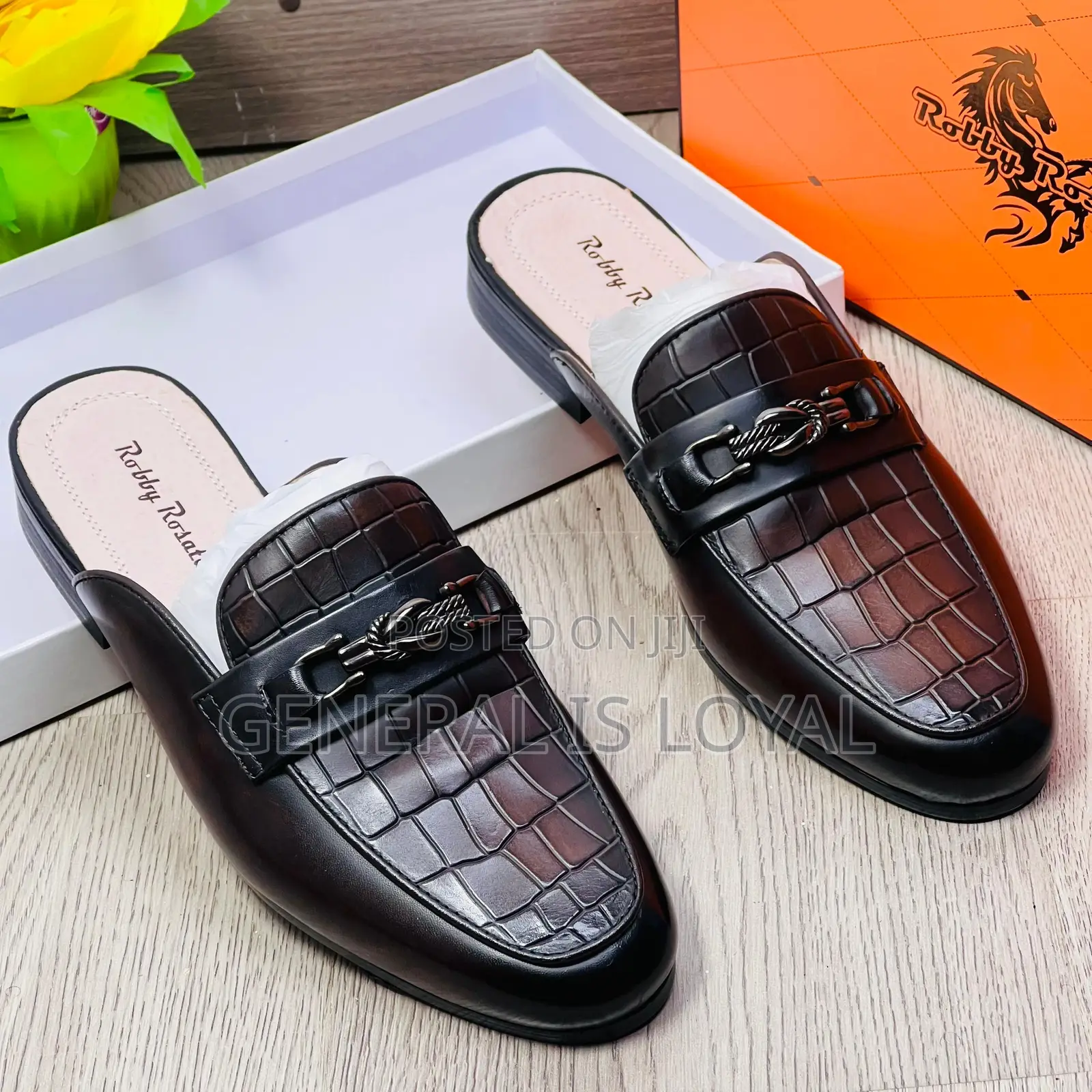 Robby Rosata Croc Coffee Leather Men’S Halfshoe