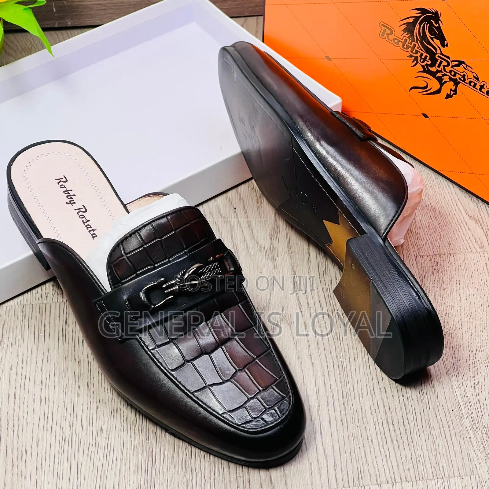Robby Rosata Croc Coffee Leather Men’S Halfshoe