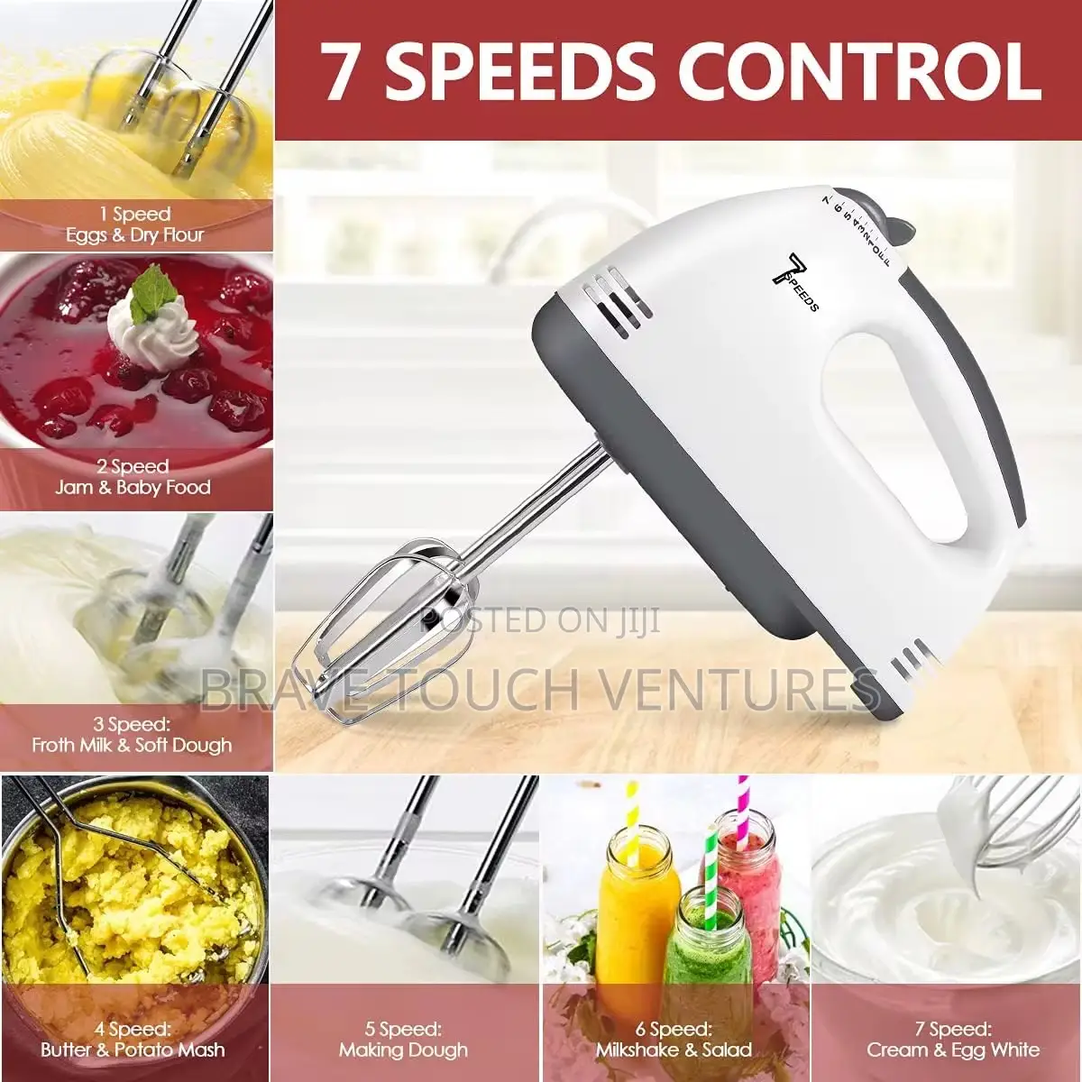 7 Adjustable Speed Electric Hand Mixer