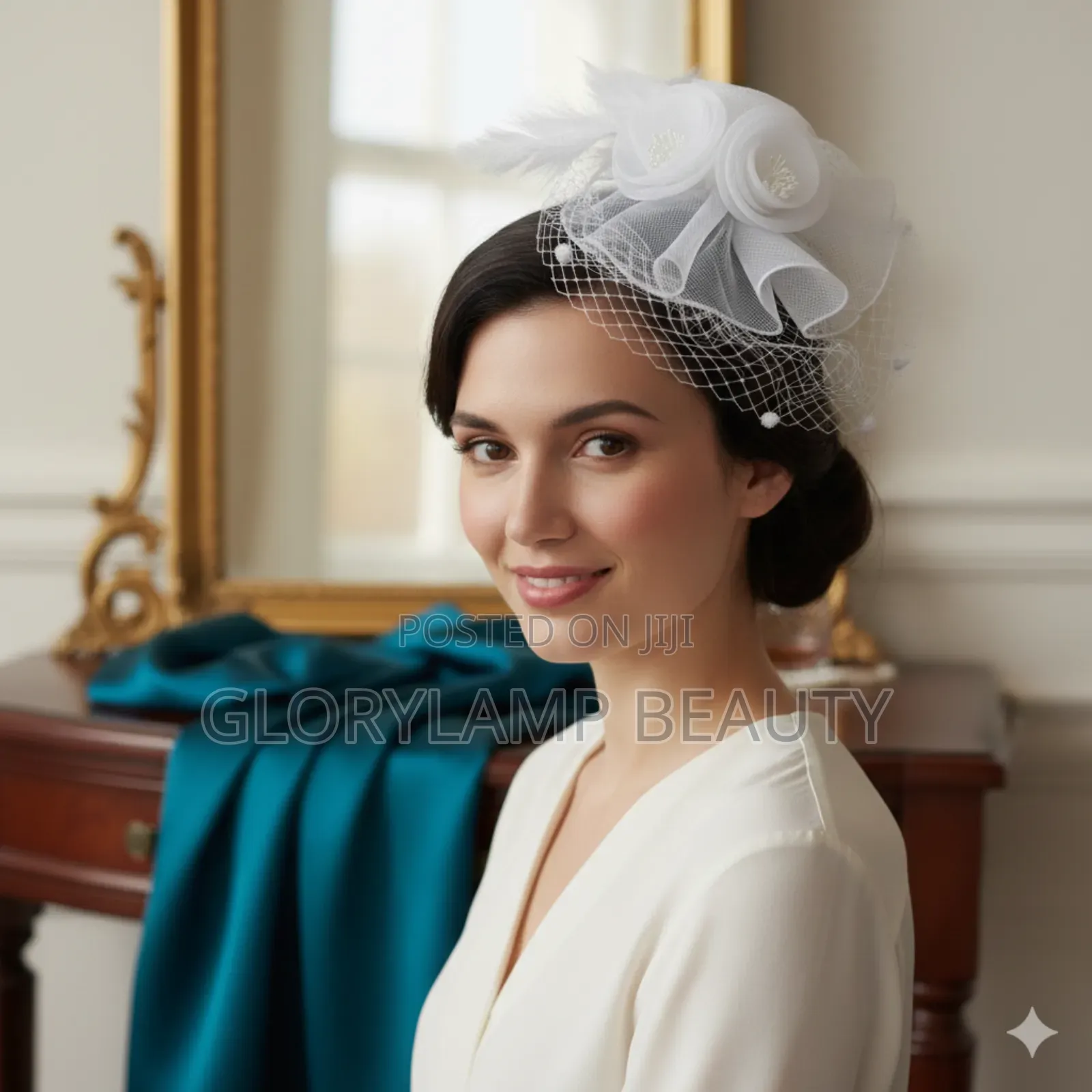 Elegant White Fascinator Hat–Hair Clip For Weddings And Formal Events