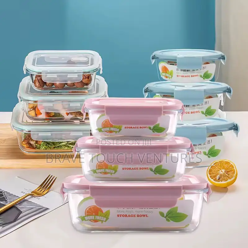 3 Piece Borosilicate Glass Lunch Box Microwave-Safe
