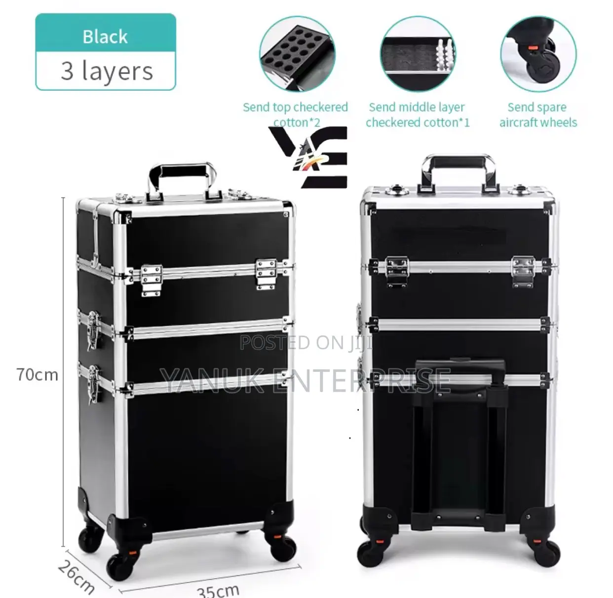 3 Layers Make-Up Trolley/Bag/Box