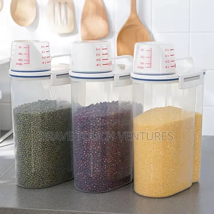 Grain Storage Container With Measuring Cup