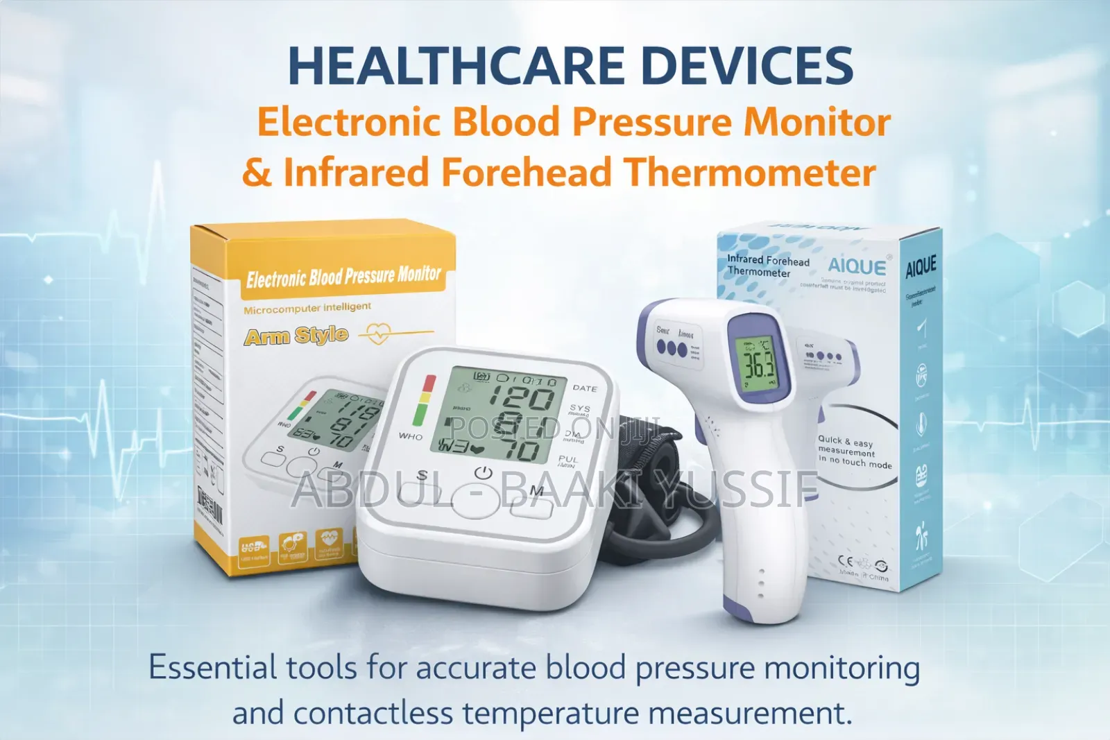 Electronic Blood Pressure Monitor and Forehead Thermometer