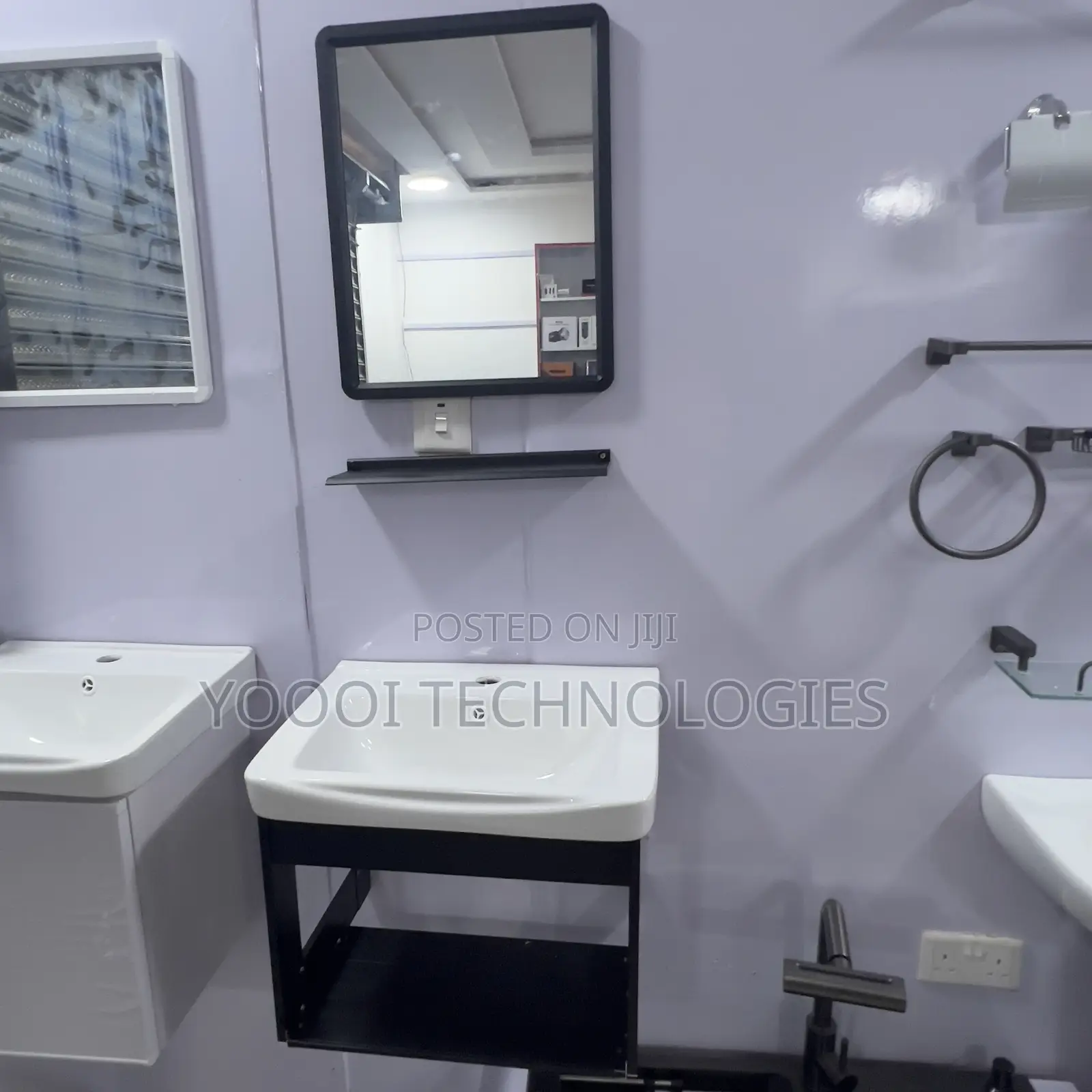 Cabinet Basin With Mirror and Tray