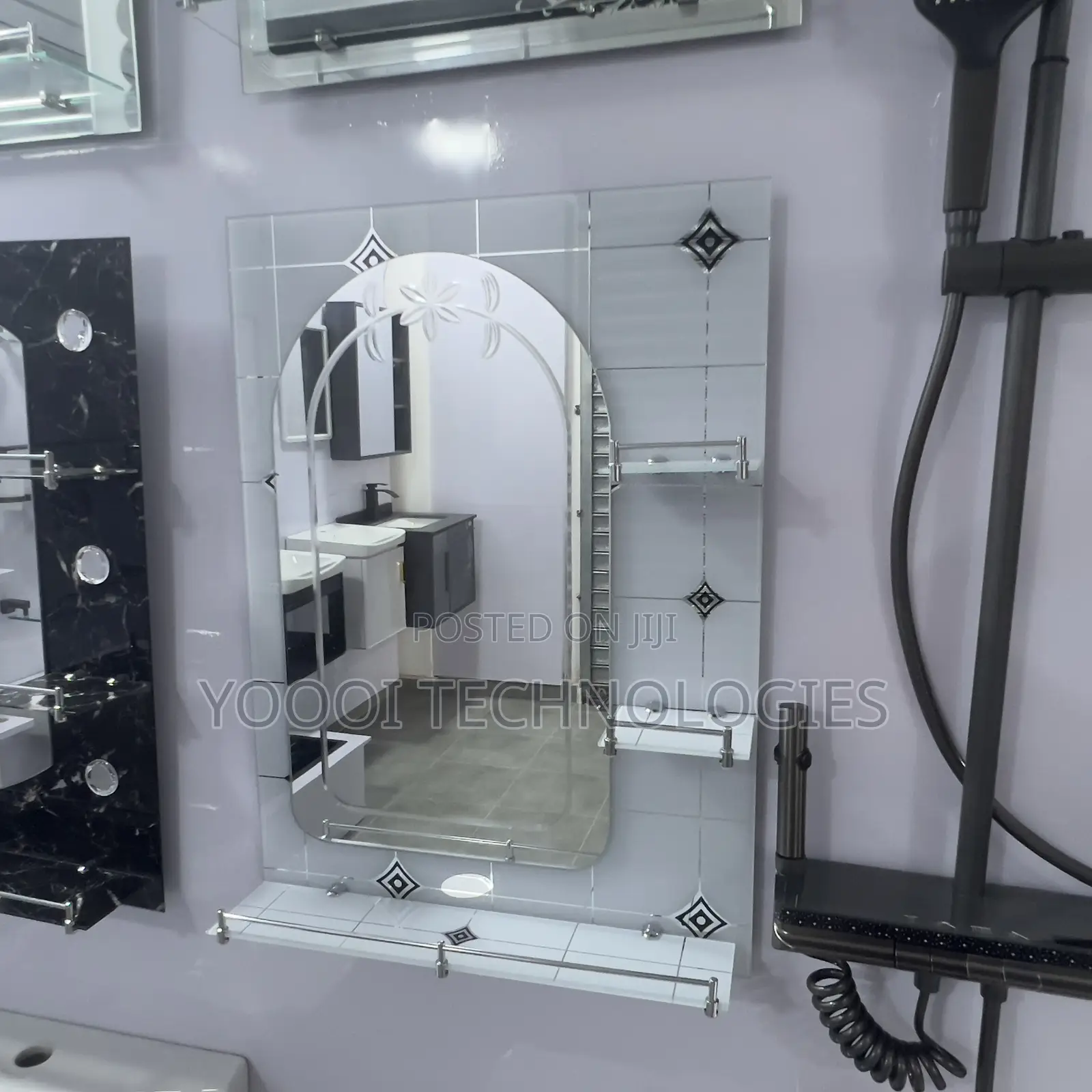 70x50 Bathroom Mirror With Racks