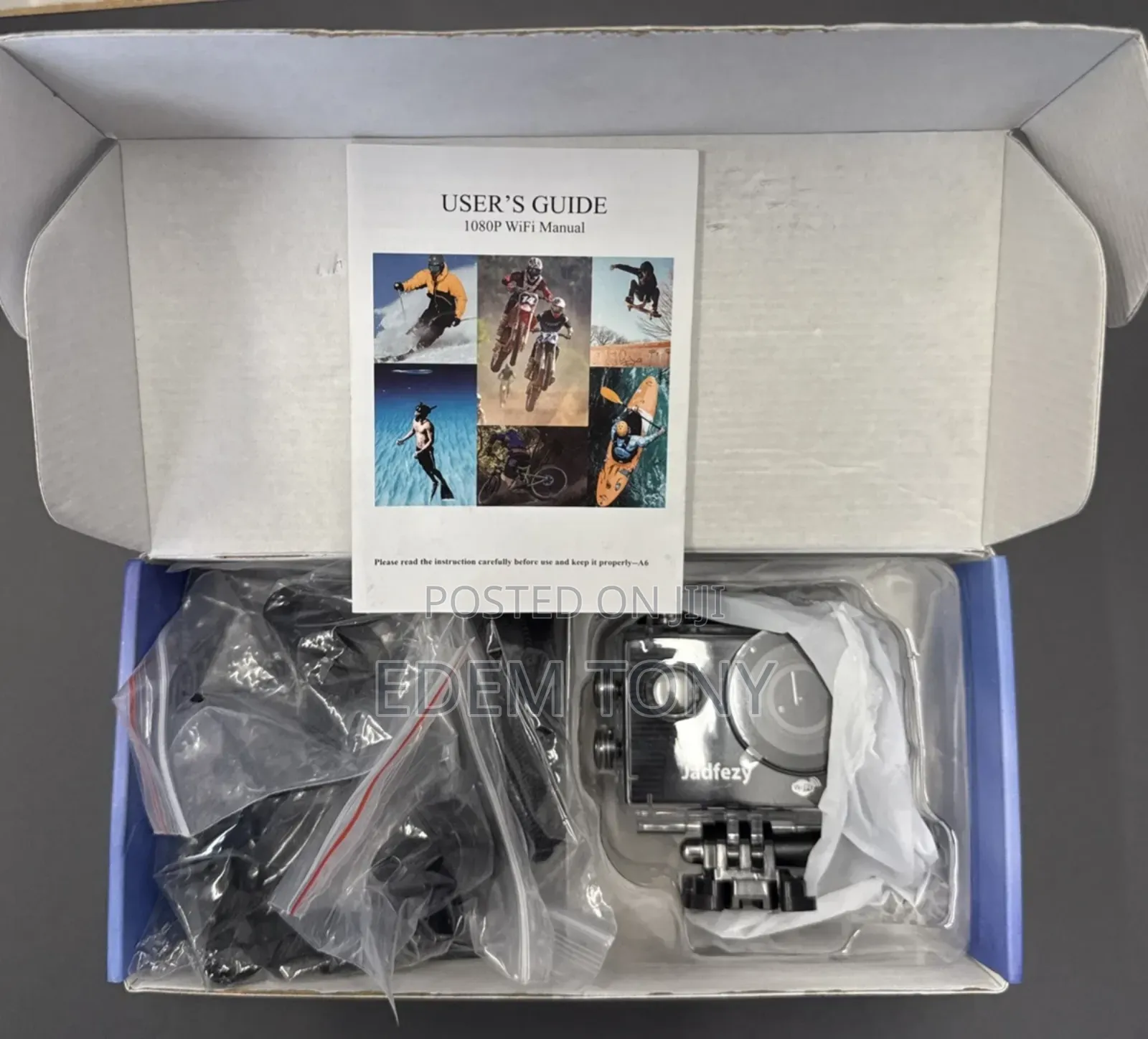 Jadfezy Action Camera FHD 1080p, 98ft/30m Underwater Waterproof