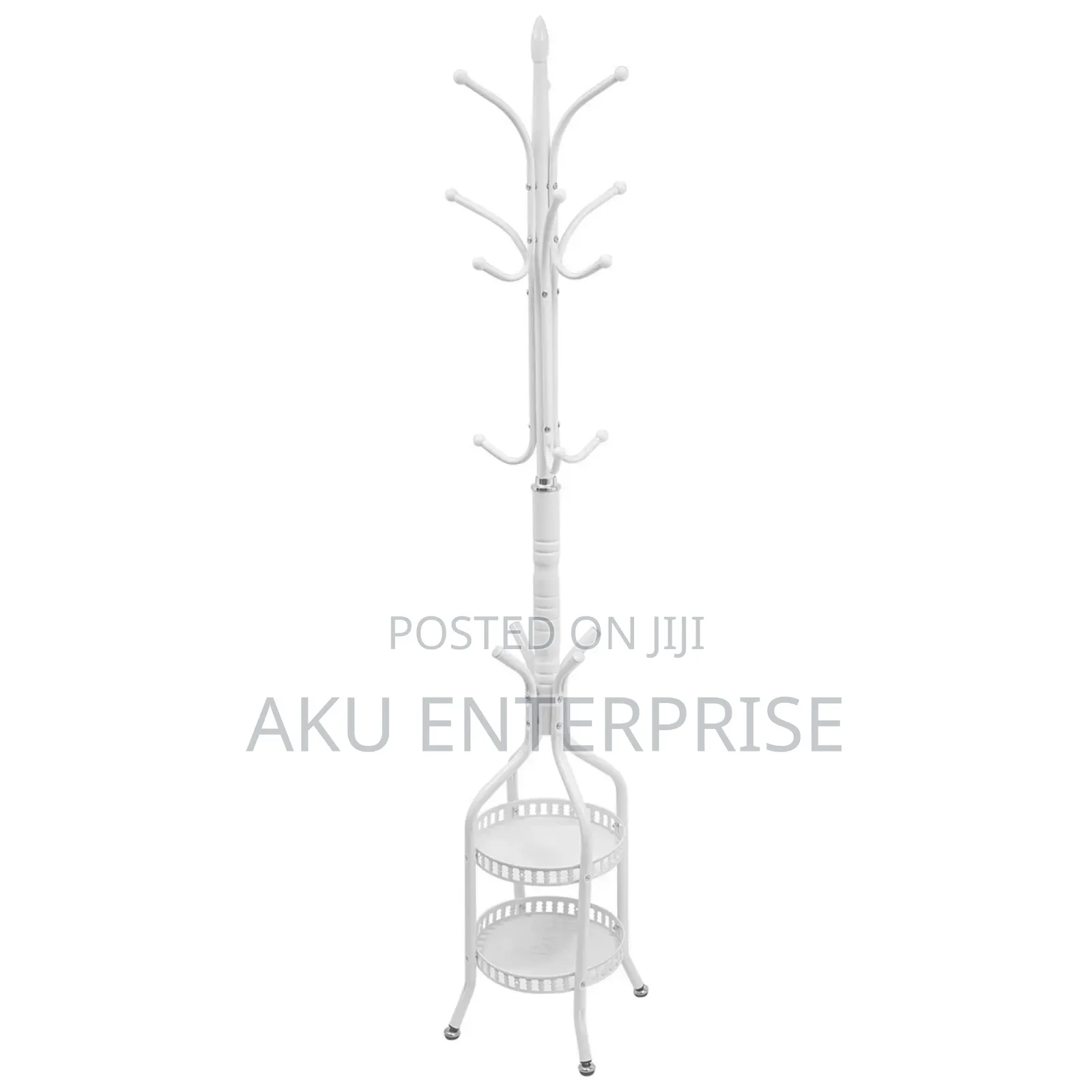 Coat Hanger Stand With Double Layer Basket Freestanding Hat Hall Tree