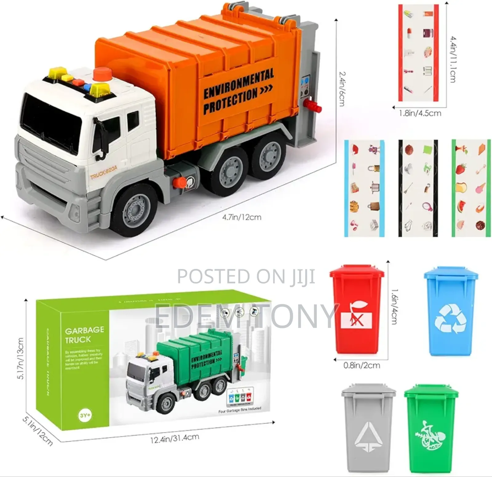 Friction-Powered Toy Sanitation Truck Designed for Kids