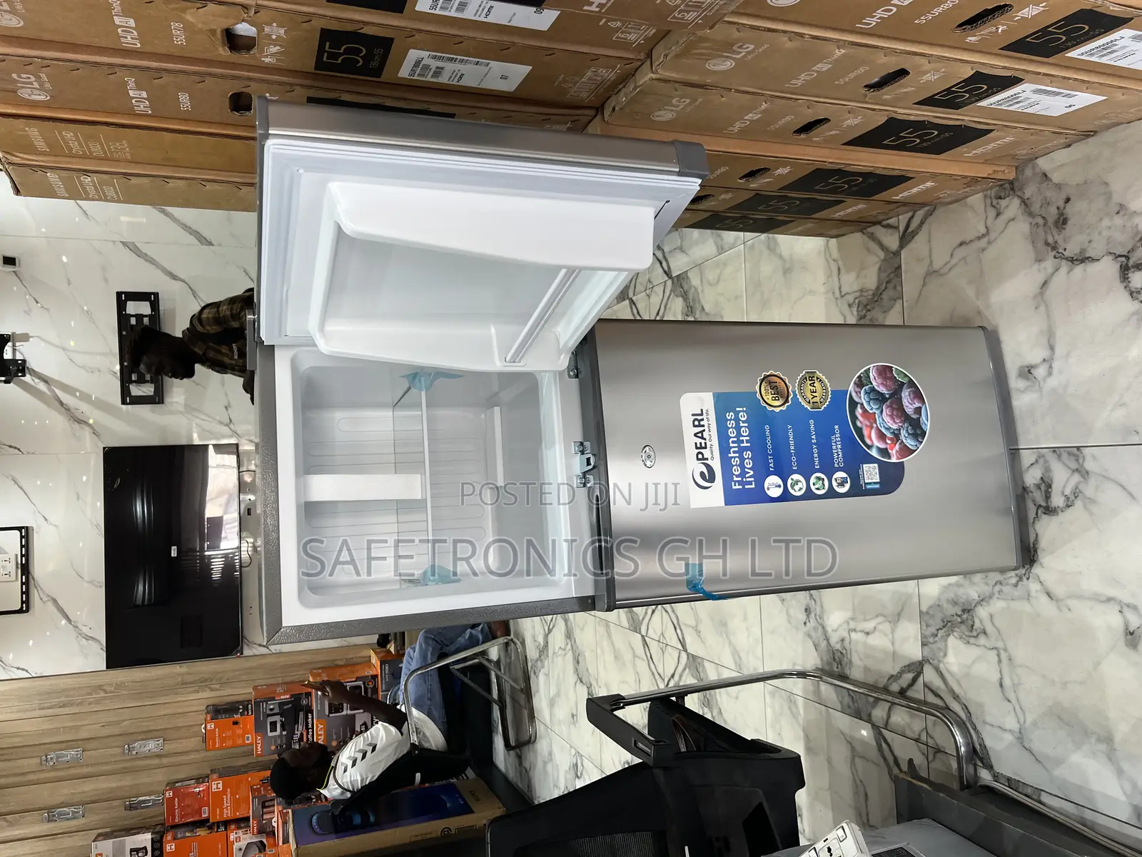 Secure Good Pearl Top Mount 2 Doors 142 Liters Grey Pf-217b-1a Fridge